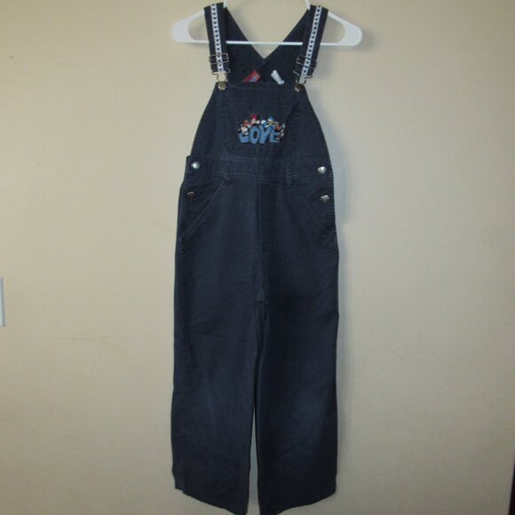 Vtg Disney Mickey for Kids Blue Overalls Embroidered LOVE Minnie Donald Daisy 10 - Picture 1 of 5
